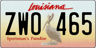 LA license plate ZWO465