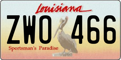 LA license plate ZWO466