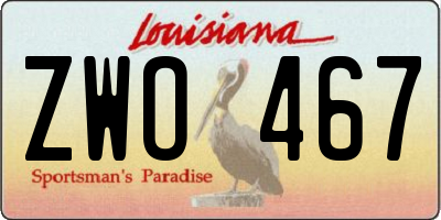 LA license plate ZWO467