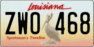 LA license plate ZWO468