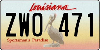 LA license plate ZWO471