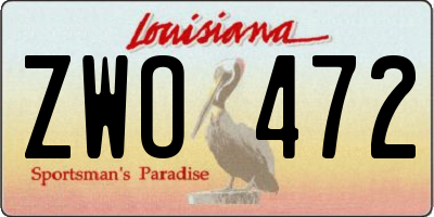 LA license plate ZWO472