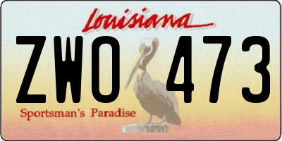 LA license plate ZWO473