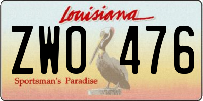 LA license plate ZWO476