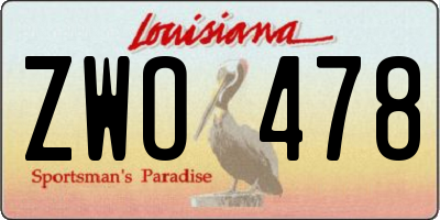 LA license plate ZWO478