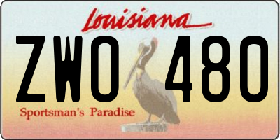 LA license plate ZWO480