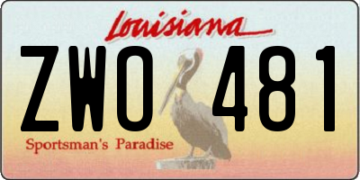 LA license plate ZWO481