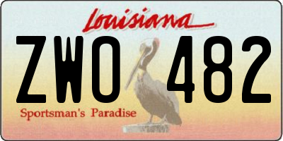 LA license plate ZWO482