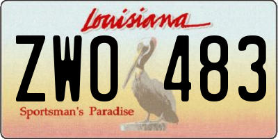 LA license plate ZWO483