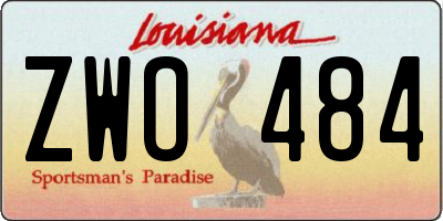 LA license plate ZWO484