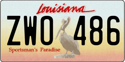 LA license plate ZWO486