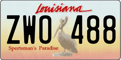 LA license plate ZWO488