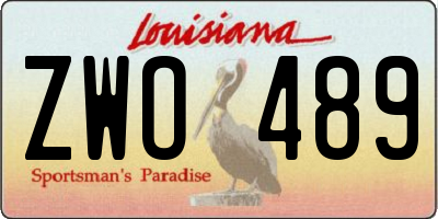 LA license plate ZWO489