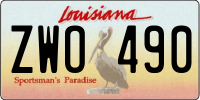 LA license plate ZWO490