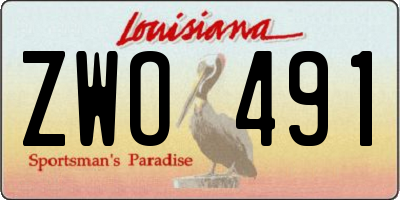 LA license plate ZWO491