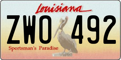 LA license plate ZWO492