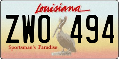 LA license plate ZWO494