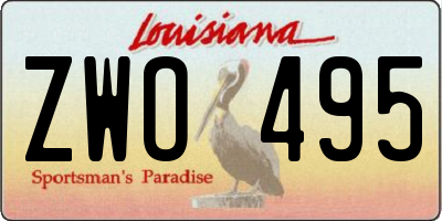 LA license plate ZWO495