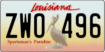 LA license plate ZWO496