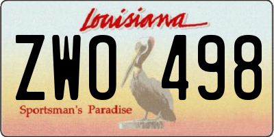 LA license plate ZWO498