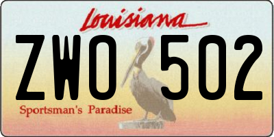 LA license plate ZWO502