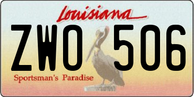 LA license plate ZWO506