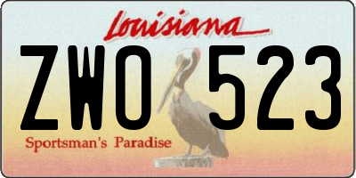 LA license plate ZWO523