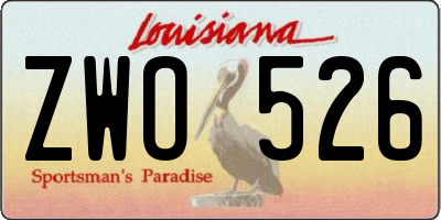 LA license plate ZWO526