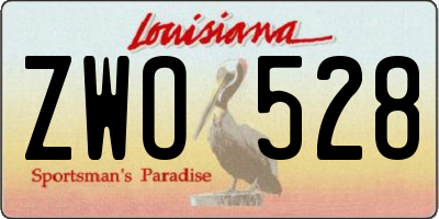 LA license plate ZWO528