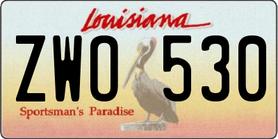 LA license plate ZWO530