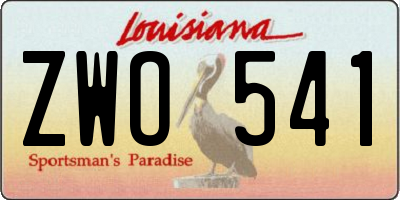 LA license plate ZWO541