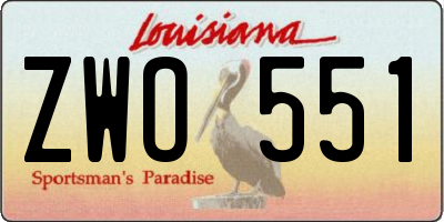 LA license plate ZWO551