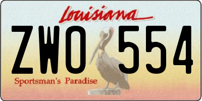 LA license plate ZWO554