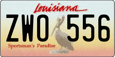LA license plate ZWO556
