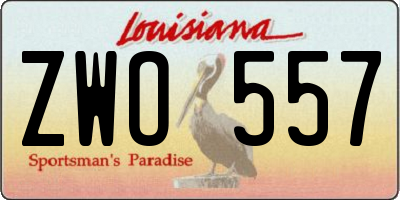 LA license plate ZWO557