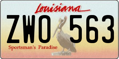 LA license plate ZWO563