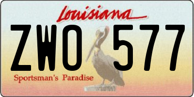 LA license plate ZWO577