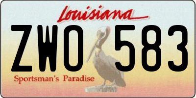 LA license plate ZWO583