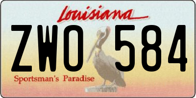 LA license plate ZWO584
