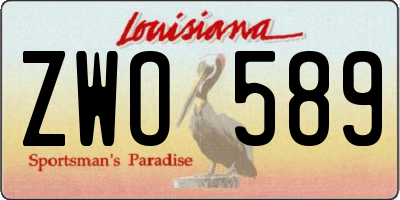 LA license plate ZWO589