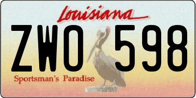 LA license plate ZWO598