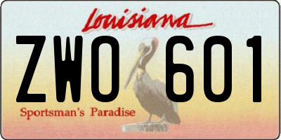 LA license plate ZWO601