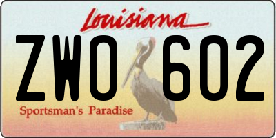 LA license plate ZWO602