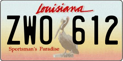 LA license plate ZWO612
