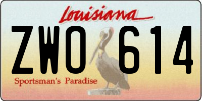 LA license plate ZWO614