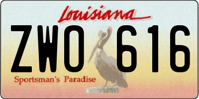 LA license plate ZWO616