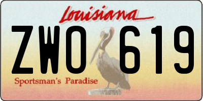 LA license plate ZWO619