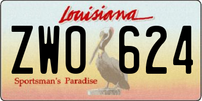 LA license plate ZWO624