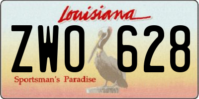 LA license plate ZWO628