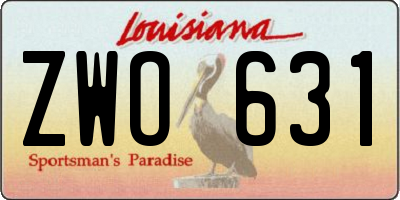 LA license plate ZWO631